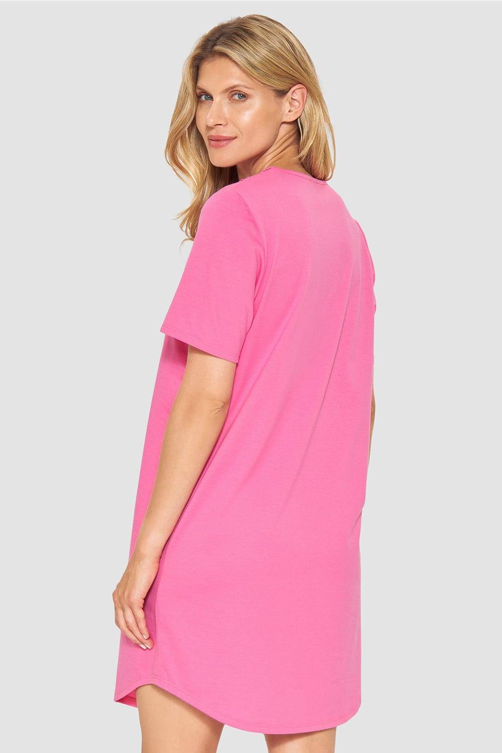 Rösch Nachthemd mit Spitzendetails Pink Baumwolle/Modal Fabrikladen