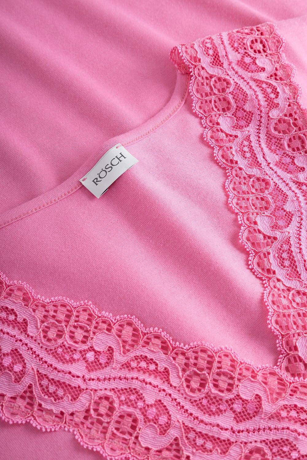 Rösch Nachthemd mit Spitzendetails Pink Baumwolle/Modal Fabrikladen