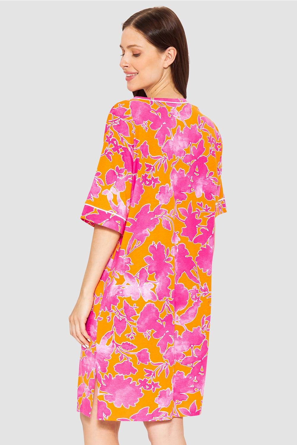 Rösch Nachthemd im floralen Druck Orange-Pink Tunika-Style Baumwolle/Modal Speichern exportieren