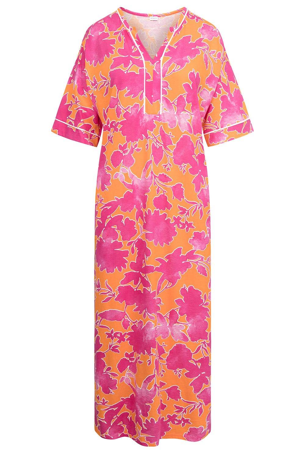 Rösch Nachtkleid im floralen Druck Orange-Pink Tunika-Style Maxi-Länge Baumwolle/Modal Black Friday Preise