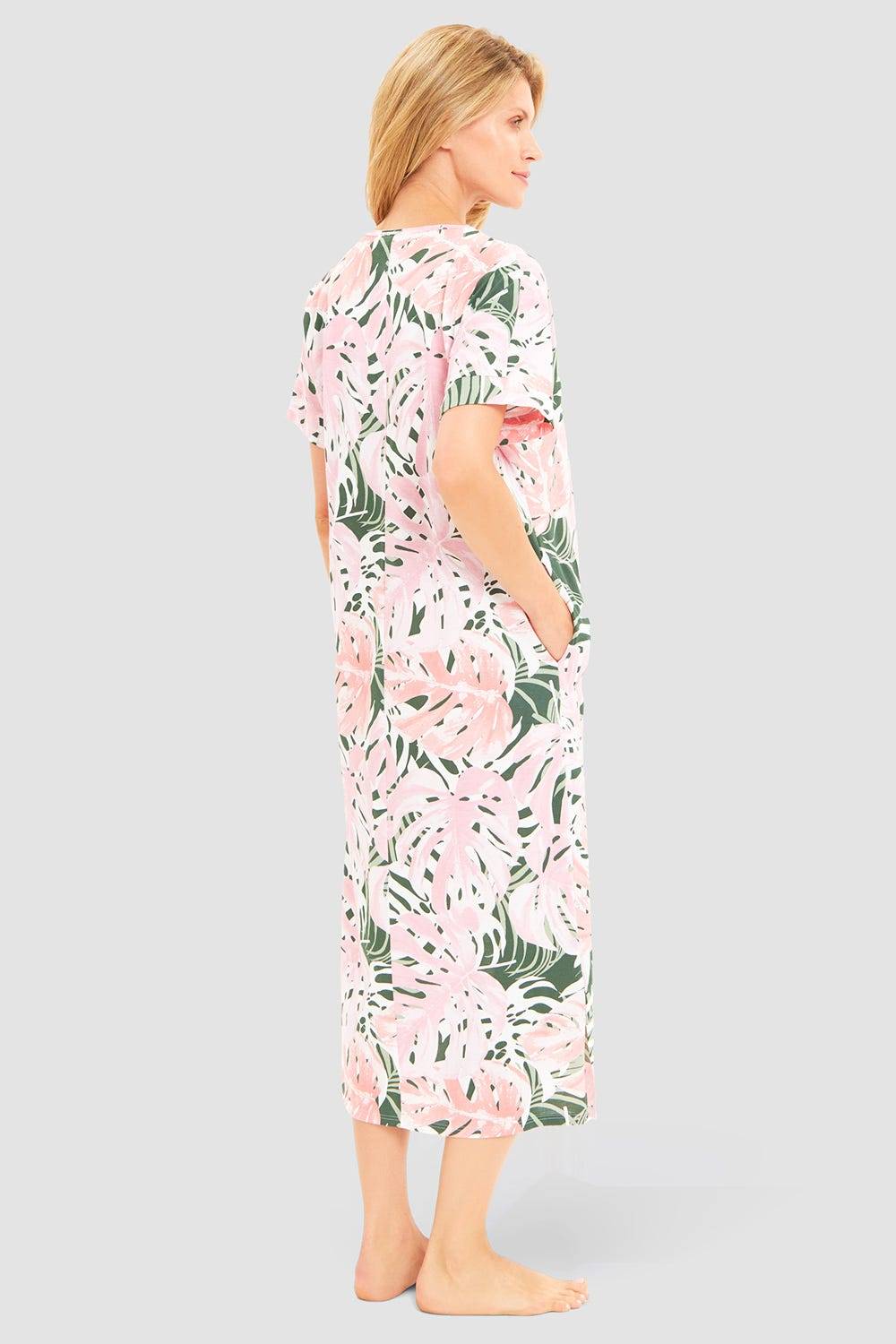 Rösch Nachtkleid im Blätterdruck exotisch Maxi-Länge 100% Baumwolle Online