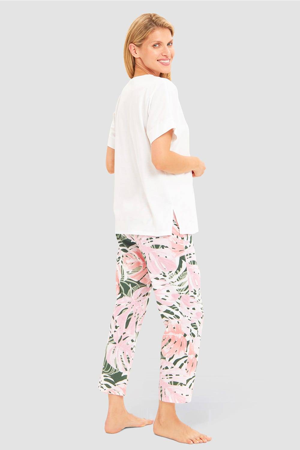 Rösch Pyjama mit Blätterdruck exotisch 100% Baumwolle Outlet