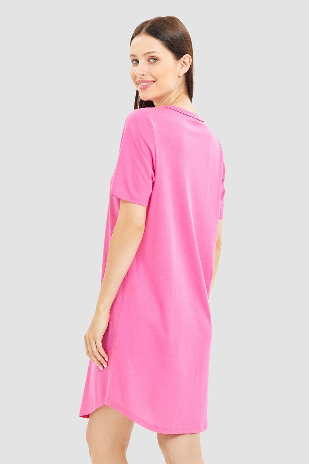 Rösch Nachthemd mit Statement-Print Pink Baumwolle/Modal Auslauf