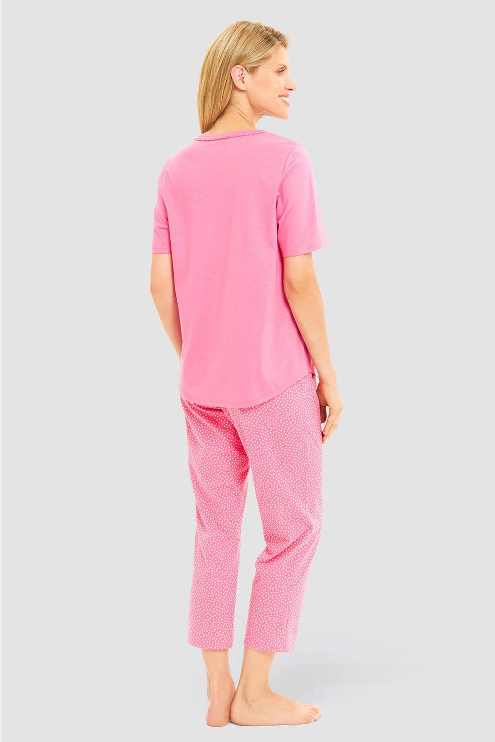 Rösch Pyjama mit Statement-Print Tupfendruck Pink Baumwolle/Modal Angebote