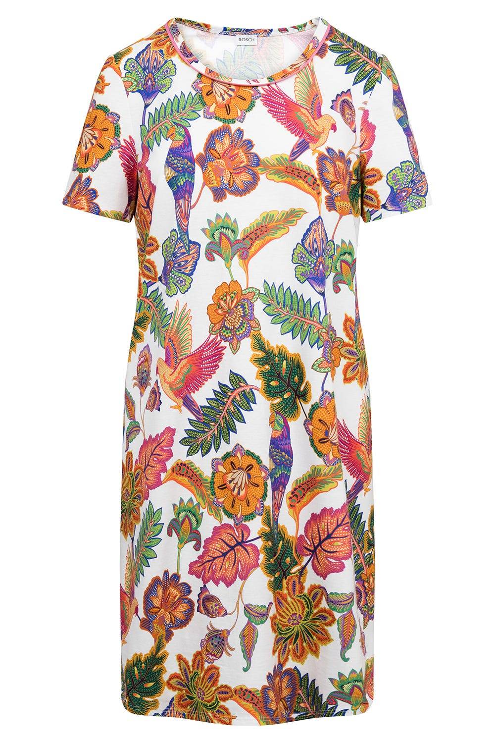 Rösch Nachthemd Kurzarm mit Blumenprint exotisch Baumwolle/Modal im Angebot
