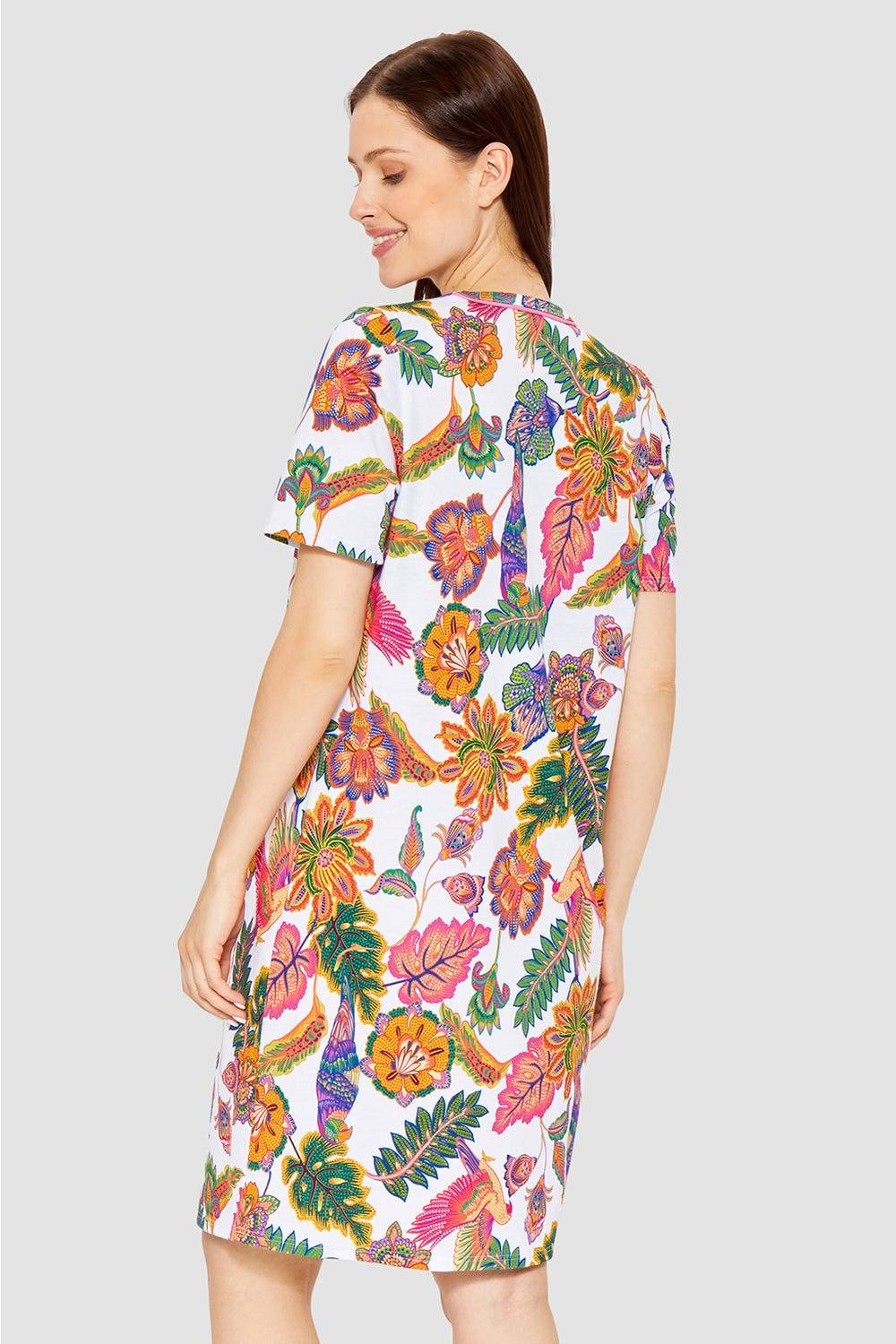 Rösch Nachthemd Kurzarm mit Blumenprint exotisch Baumwolle/Modal im Angebot