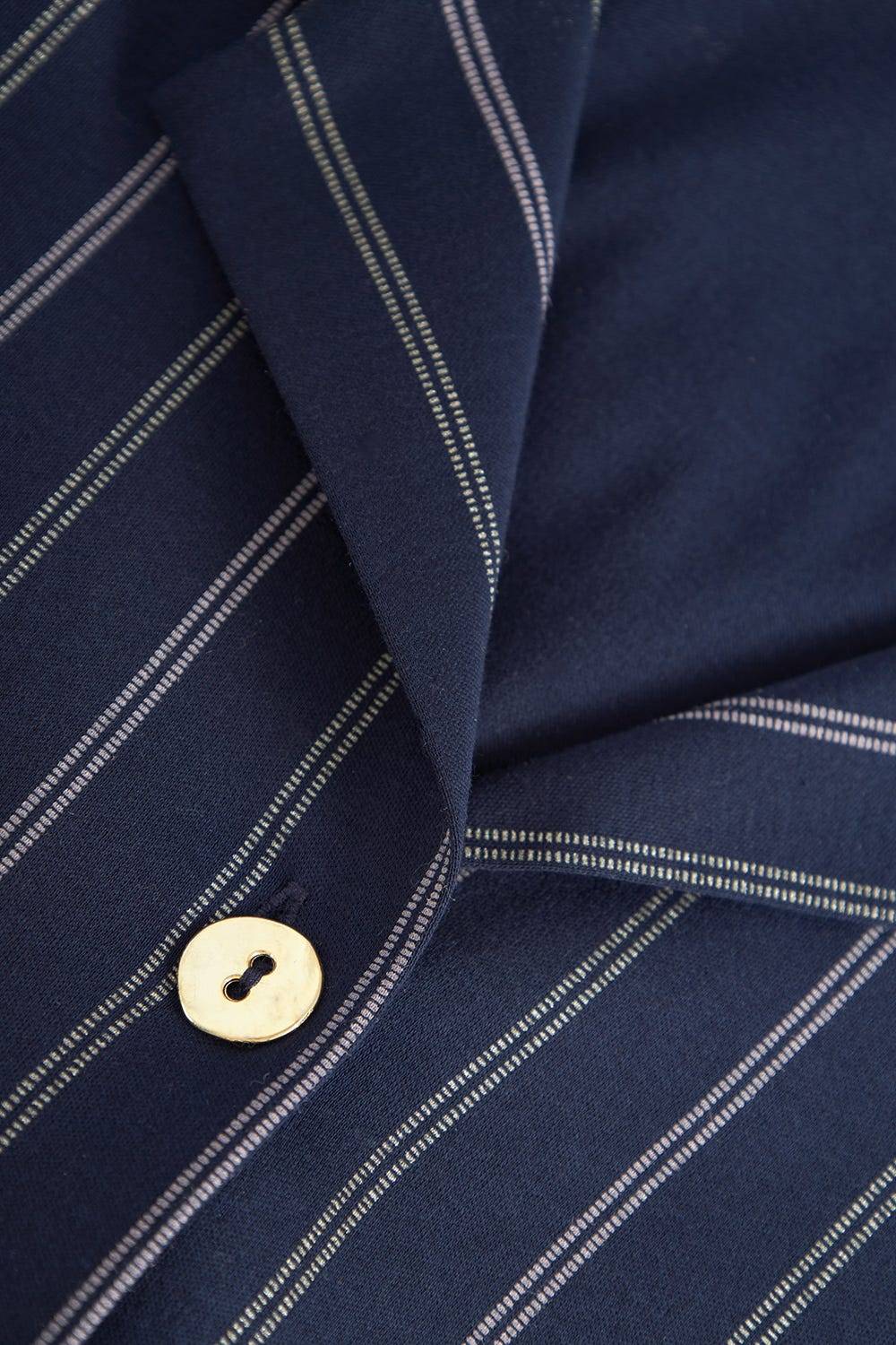Rösch Pyjama im Nadelzug Dunkelblau Herrenhemdstil 100% Baumwolle Kostenloser Versand
