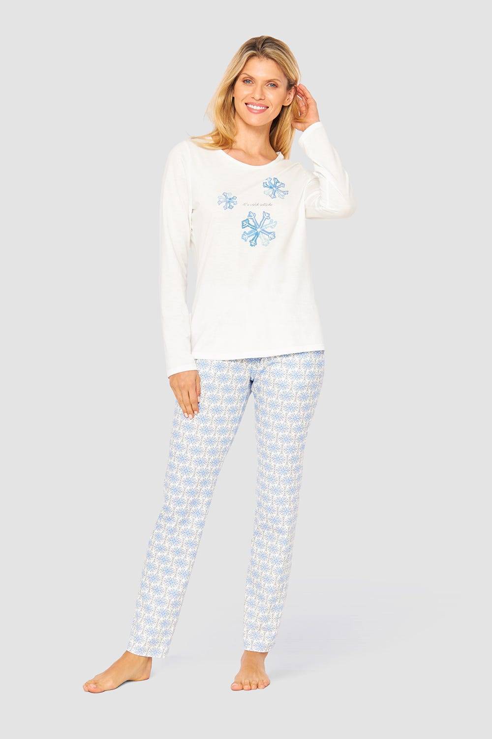 Rösch Shirt mit Schneeflocken Weiß Blau 100% Baumwolle Limitierter Zeitrabatt