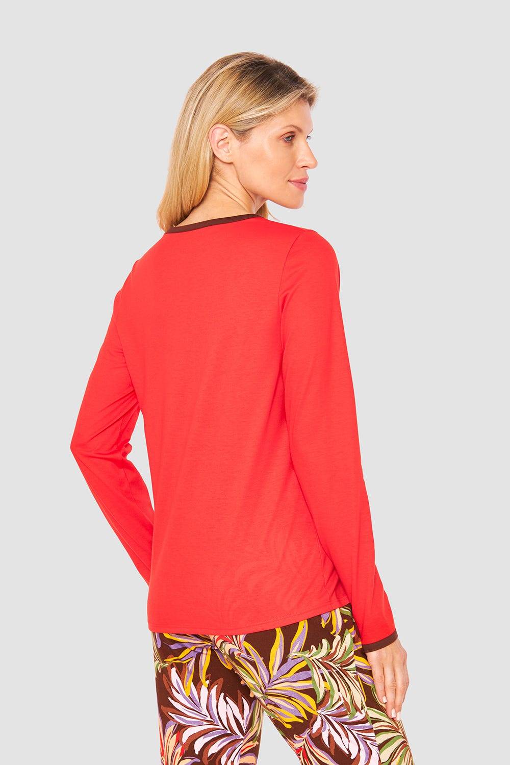 Rösch Shirt mit Schriftzug Rot Braun 100% Baumwolle Versandkostenfrei
