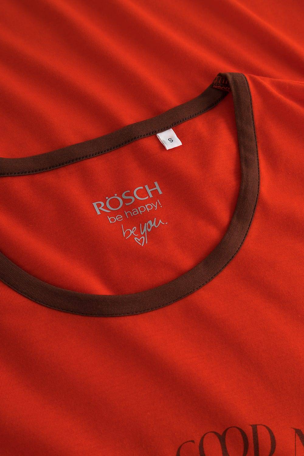Rösch Nachthemd mit Schriftzug Rot Braun 100% Baumwolle Online Shopping