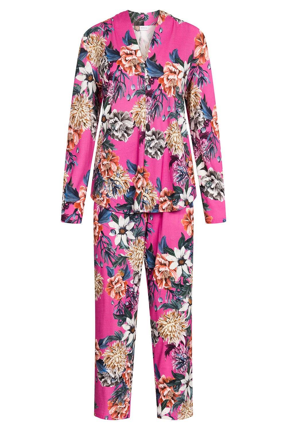 Rösch Pyjama im pinken Blumendruck Baumwolle/Modal Saisonschlussverkauf