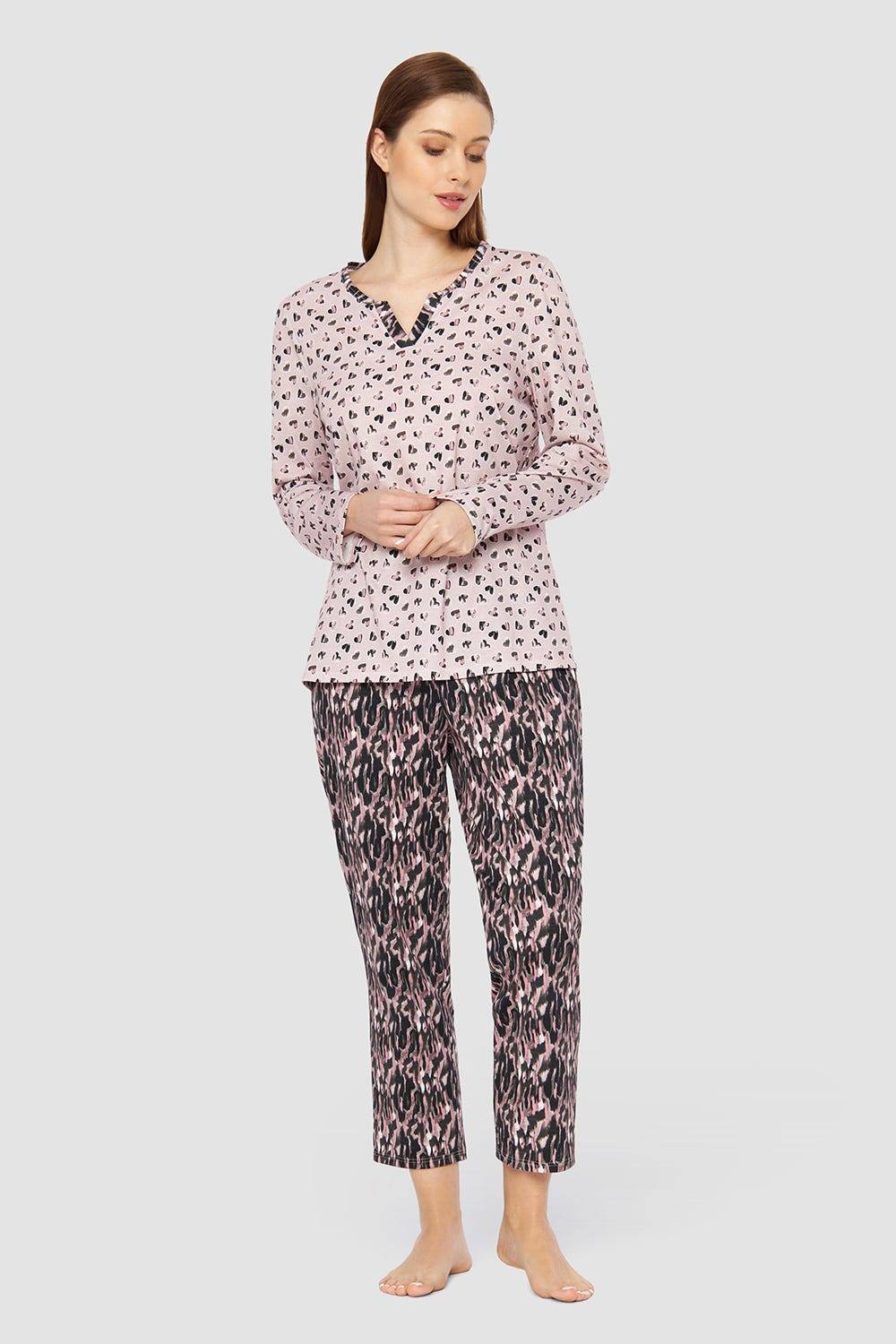 Rösch Pyjama im Druck-Mix Blende 100% Baumwolle Neueste Mode
