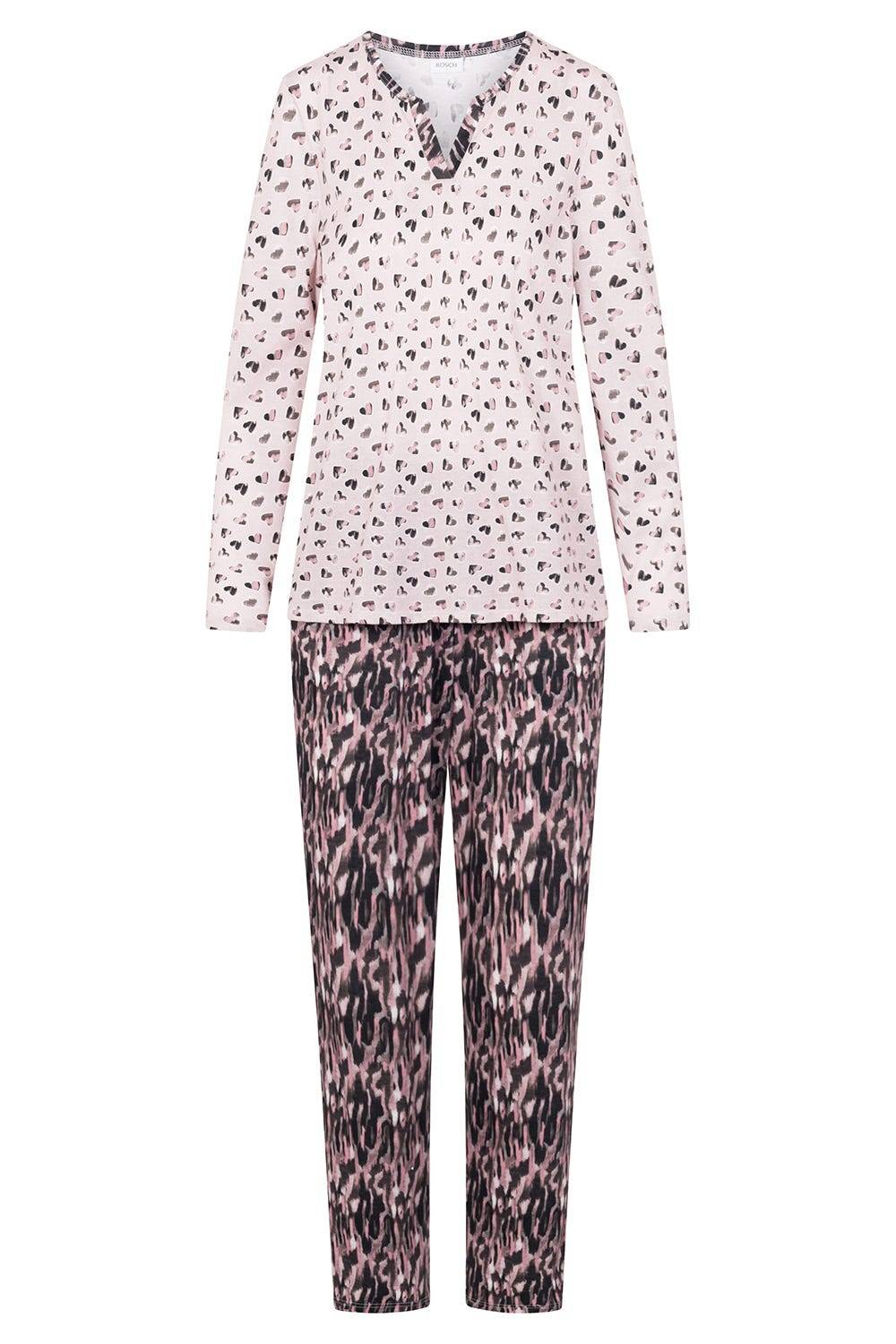 Rösch Pyjama im Druck-Mix Blende 100% Baumwolle Neueste Mode
