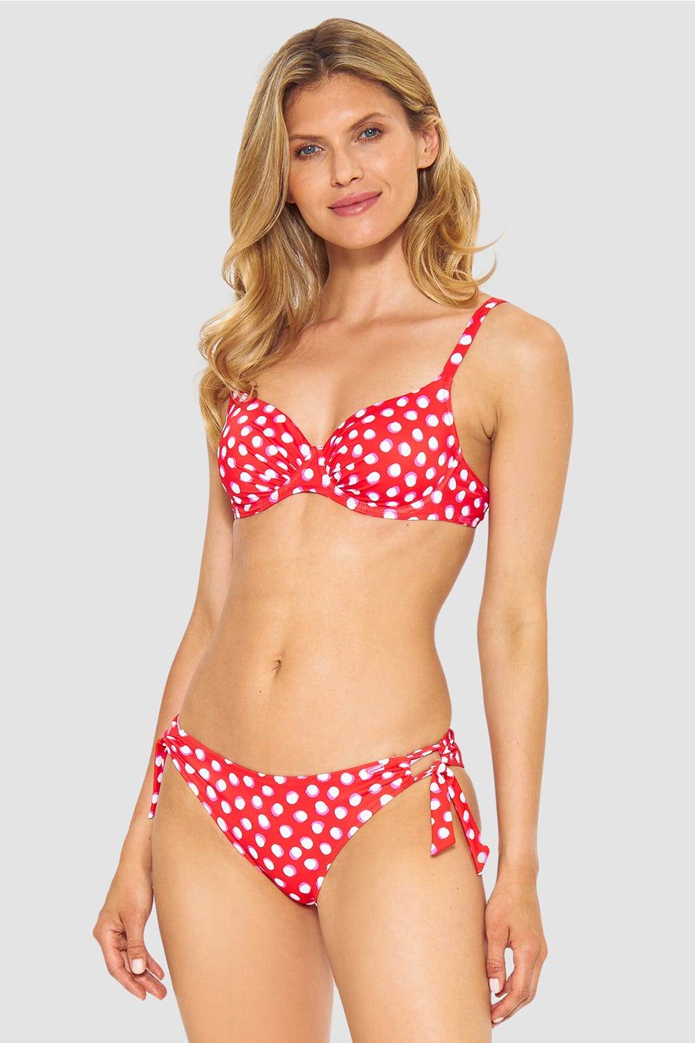 Rösch Bikini-Hose im Retro-Tupfendruck Rot-Weiß zum Binden Online Outlet