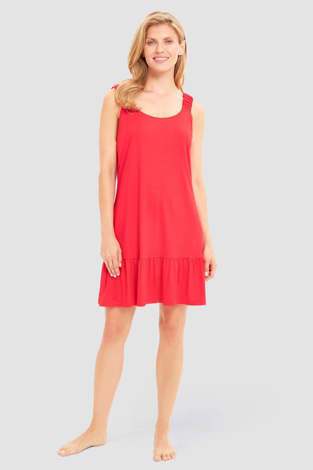 Rösch Strandkleid Ärmellos mit welligem Saum in Rot Viskose/Elasthan Große Rabatte