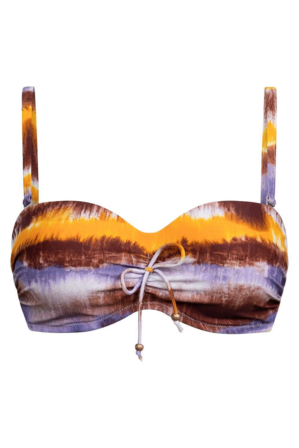 Rösch Bikini-Oberteil Bandeau im Batikdruck moderne Streifen Tiefpreis