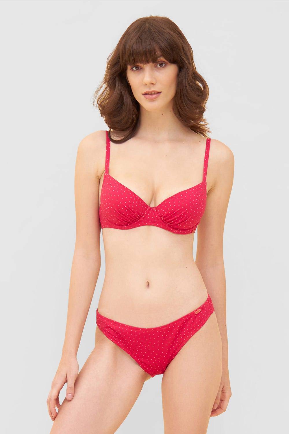 Rösch Bikini-Oberteil im pinken Mini-Tupfen-Druck recyceltes Polyamid/Elasthan JETZT KAUFEN