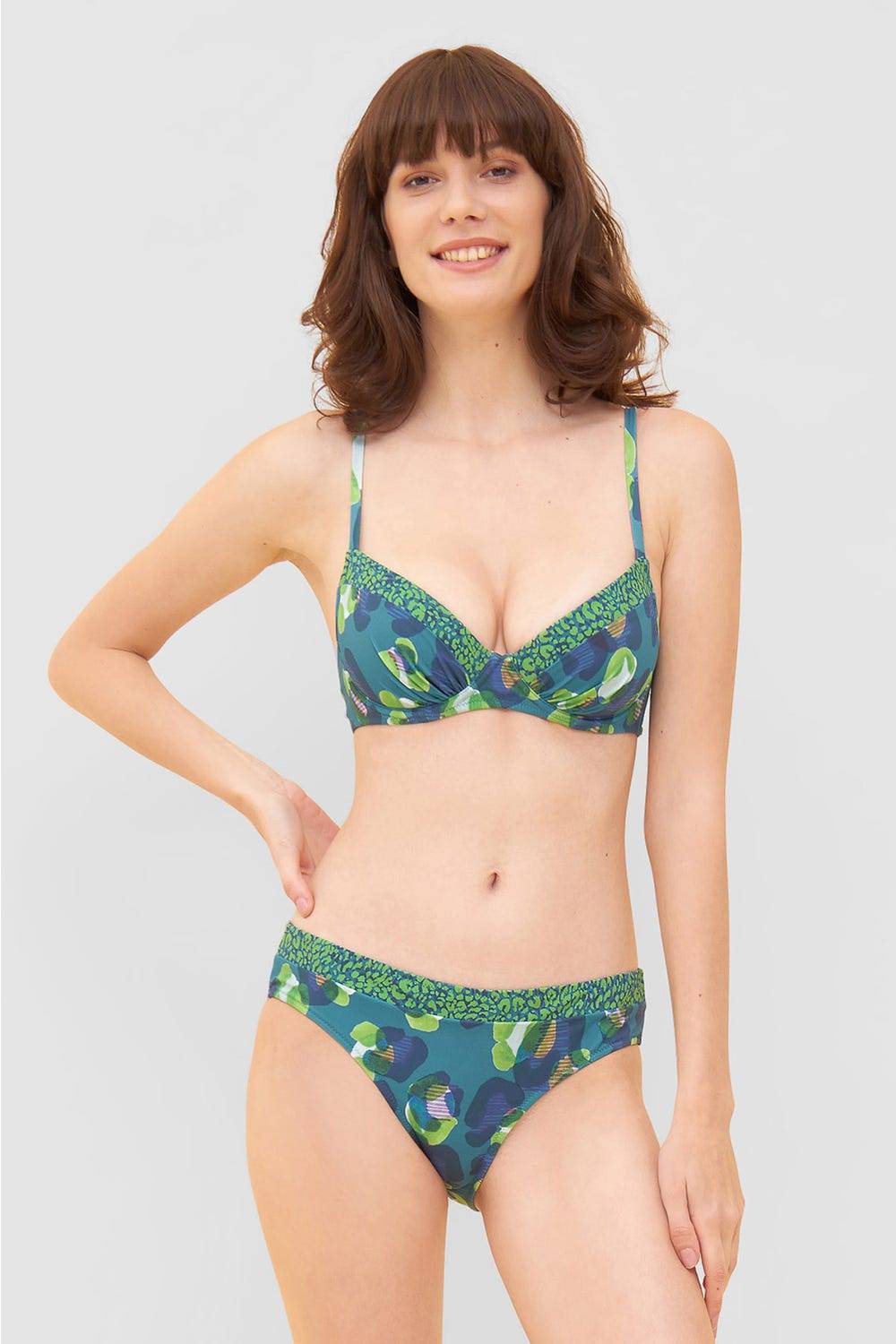 Rösch Bikini-Hose im Leo-Druck-Mix Petrol recyceltes Polyamid/Elasthan Zeitbegrenzte Promotion