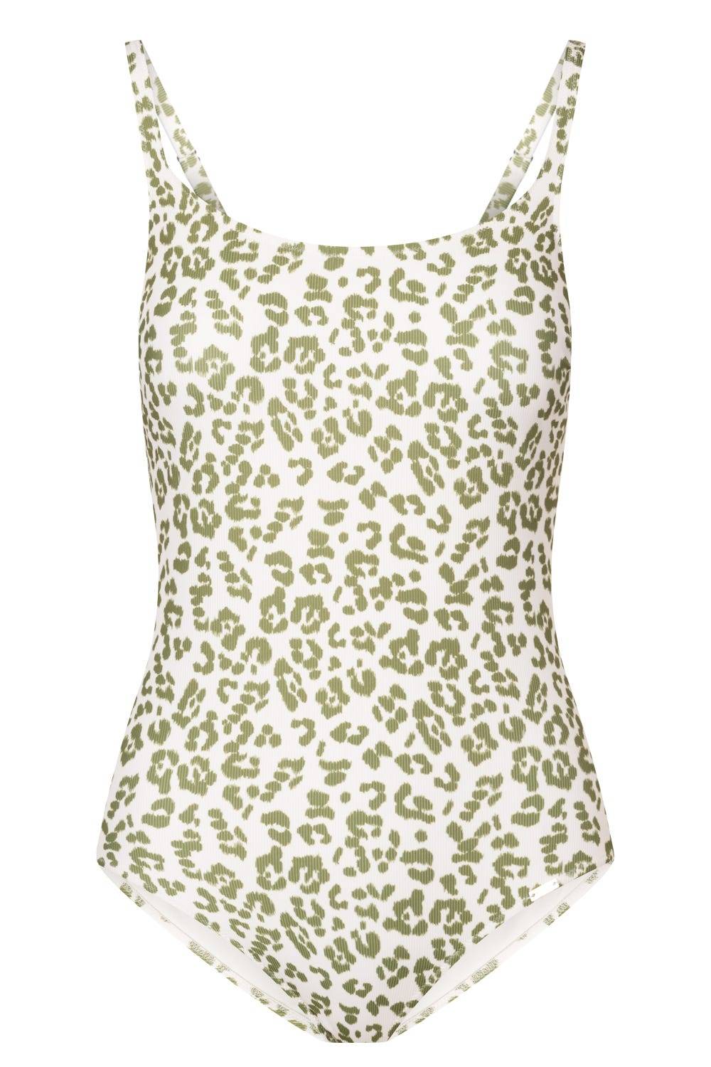 Rösch Badeanzug im Leo-Druck Grün-Weiß Rippstruktur Animalprint Lycra Nur noch ein Tag übrig