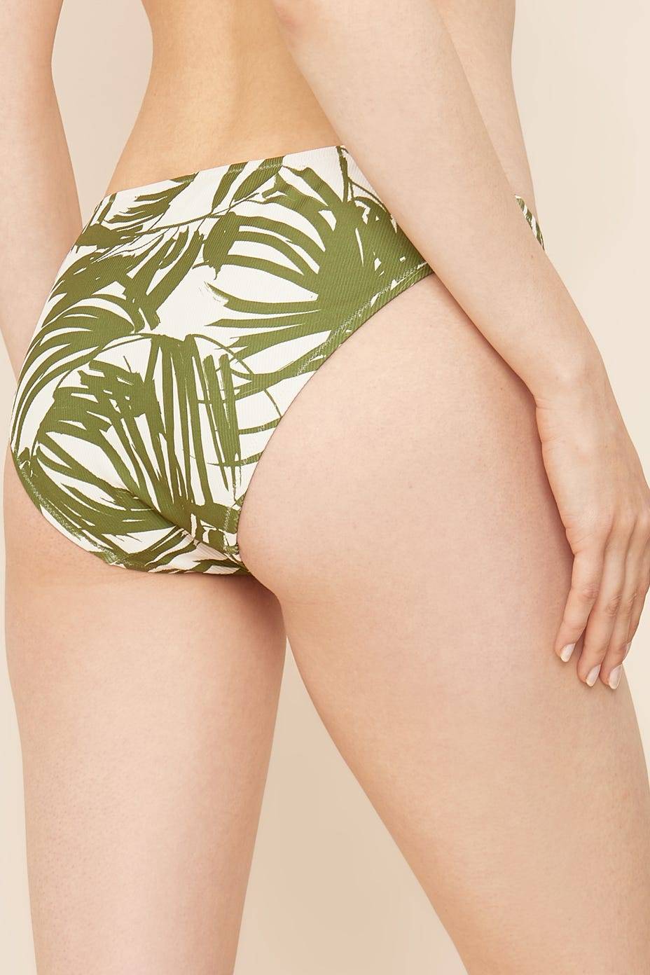 Rösch Bikini Hose im Palmendruck Rippstruktur Grün-Weiß Mix und Match Lycra Super Rabatt