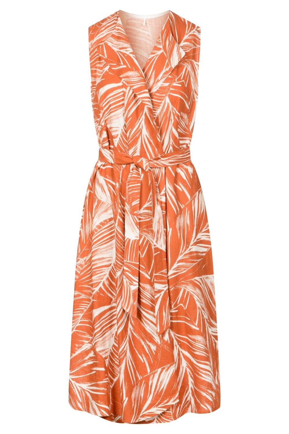 Rösch Freizeitkleid im sommerlichen Blätter-Druck Wickelform Leinen/Viskose 50% Rabatt mit kostenlosem Versand