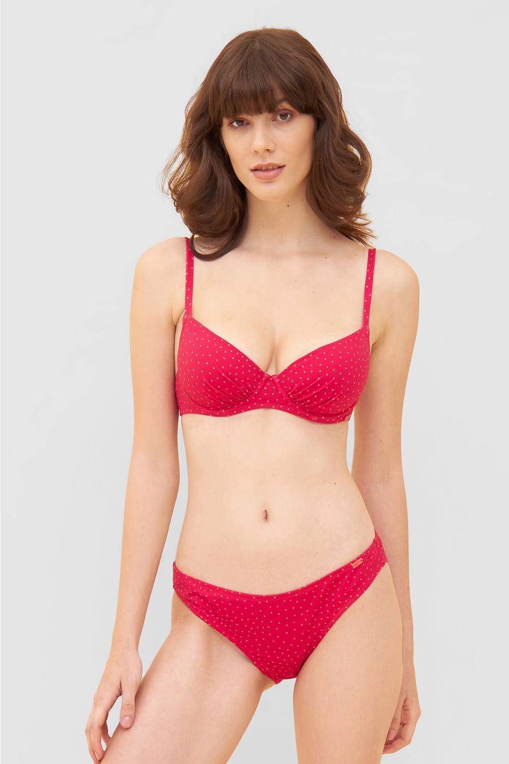 Rösch Bikini-Hose im pinken Mini-Tupfen-Druck recyceltes Polyamid/Elasthan Kostenloser Versand international