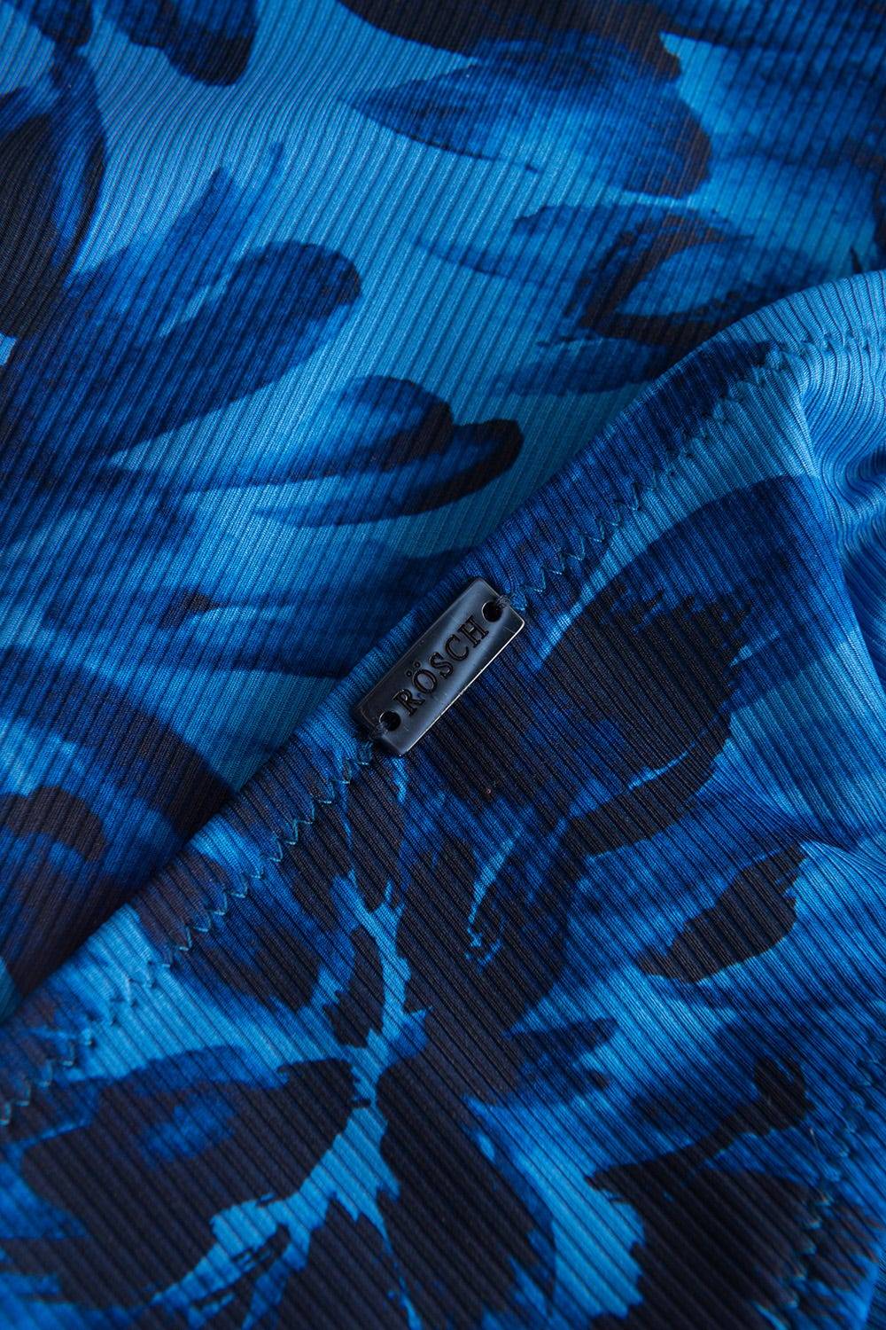 Rösch Bikini Hose im blauen Blüten-Druck Bänder recyceltes Polyester/Elasthan zollfrei