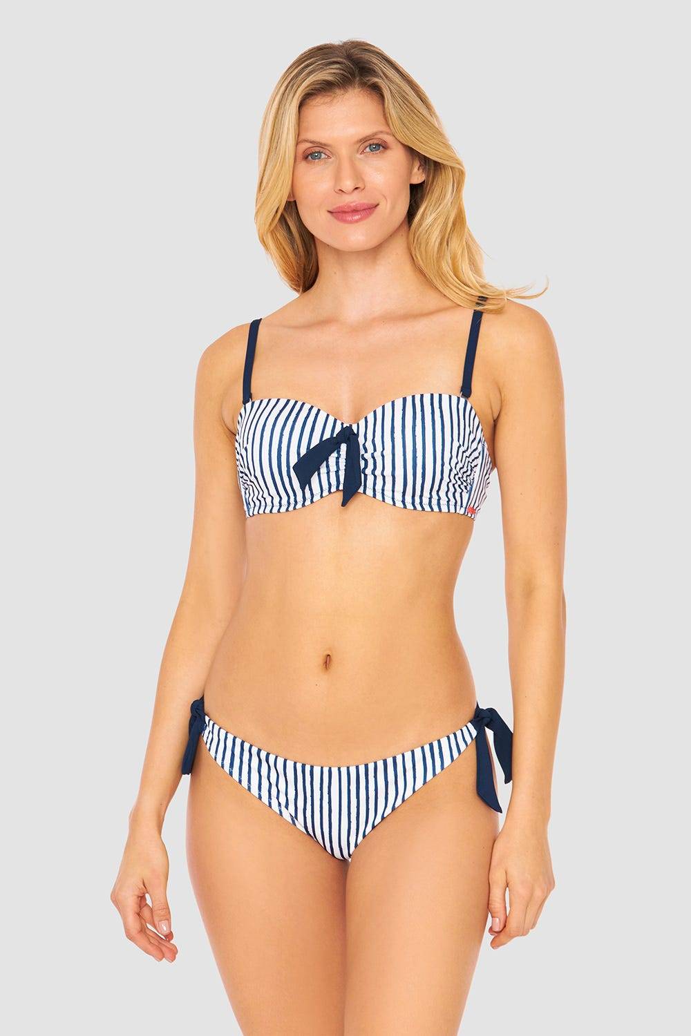 Rösch Bandeau Bikini Oberteil im Streifen-Druck Schleife Ripp recyceltes Polyester/Elasthan Rabatte dieses Monats