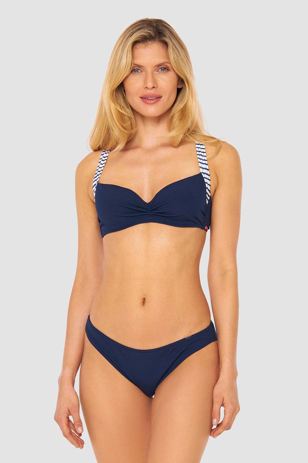 Rösch Bikini Oberteil mit Streifen-Details Ripp überkreuzt recyceltes Polyester/Elasthan 2025