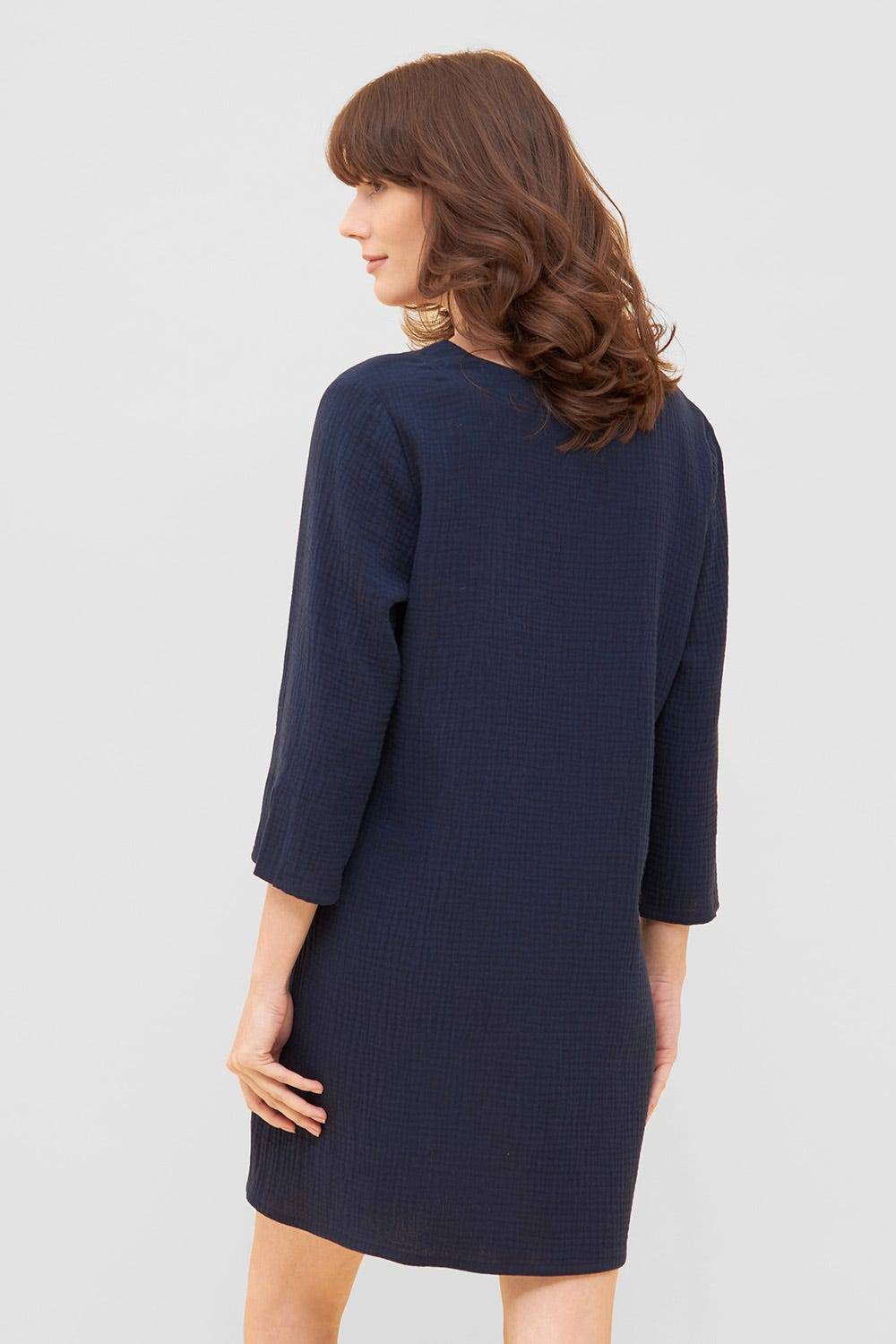 Rösch Strandkleid aus Musselin Dunkelblau Sommer 3/4-Arm 100% Baumwolle im Angebot