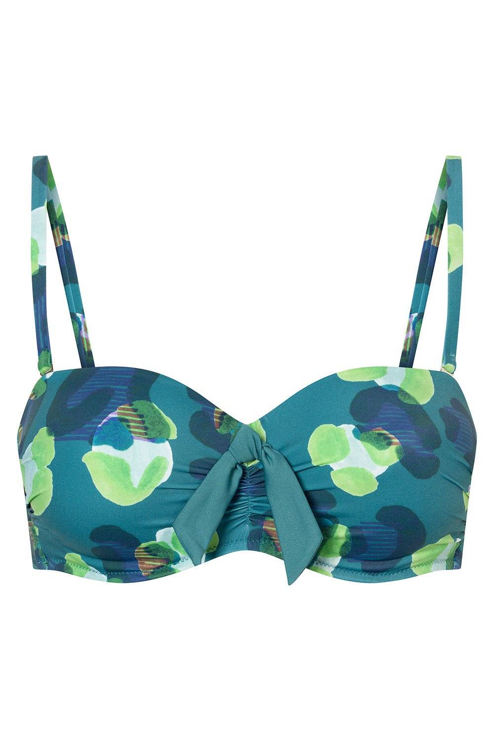 Rösch Bandeau-Bikini-Oberteil im grünen Leo-Design recyceltes Polyamid/Elasthan Blitzverkäufe