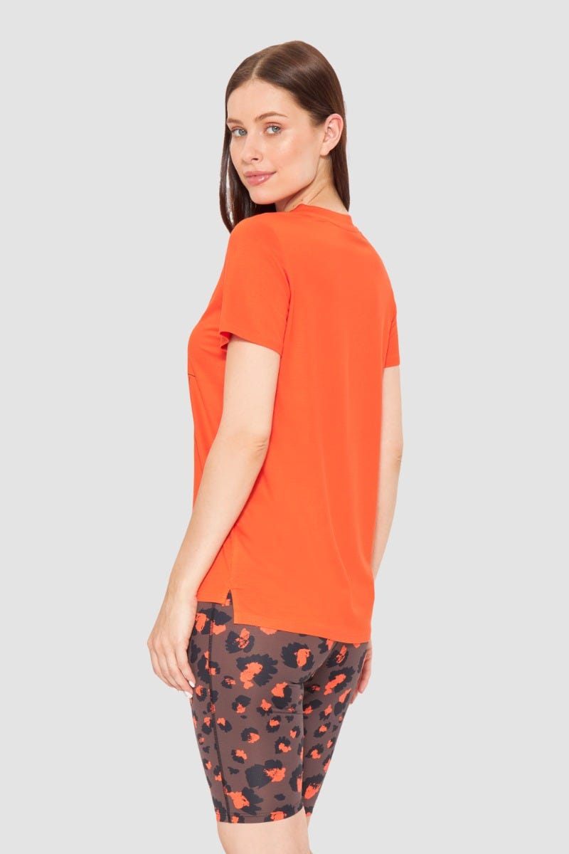 Rösch Y.U Yoga T-Shirt mit Motivdruck Orange Sport Mix &amp; Match Baumwolle/Elasthan Saisonschlussverkauf