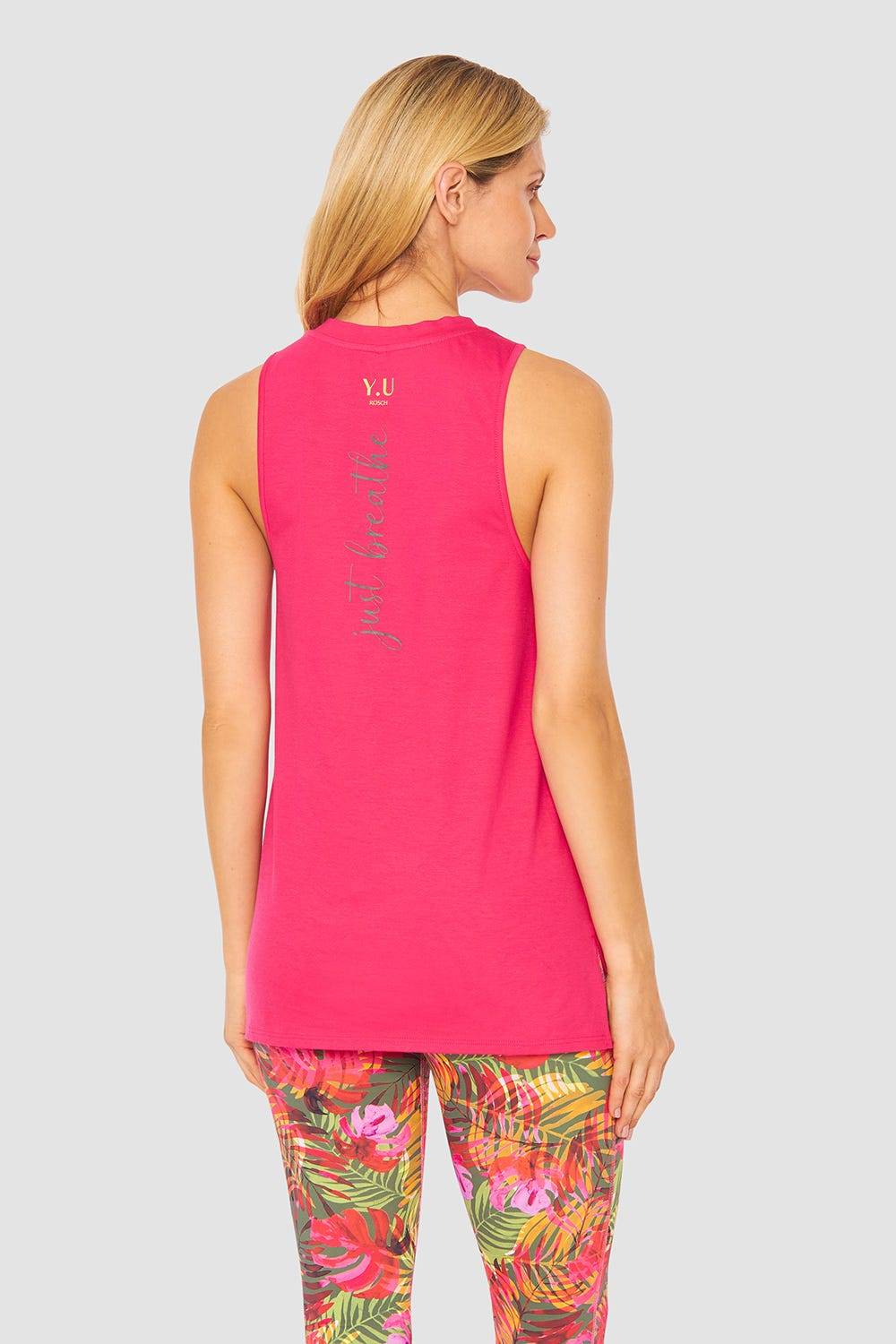 Rösch Y.U Yoga Top mit Schriftzug „just breathe“ Loungewear Sport Mix &amp; Match Baumwolle/ Elasthan Vatertagsangebot