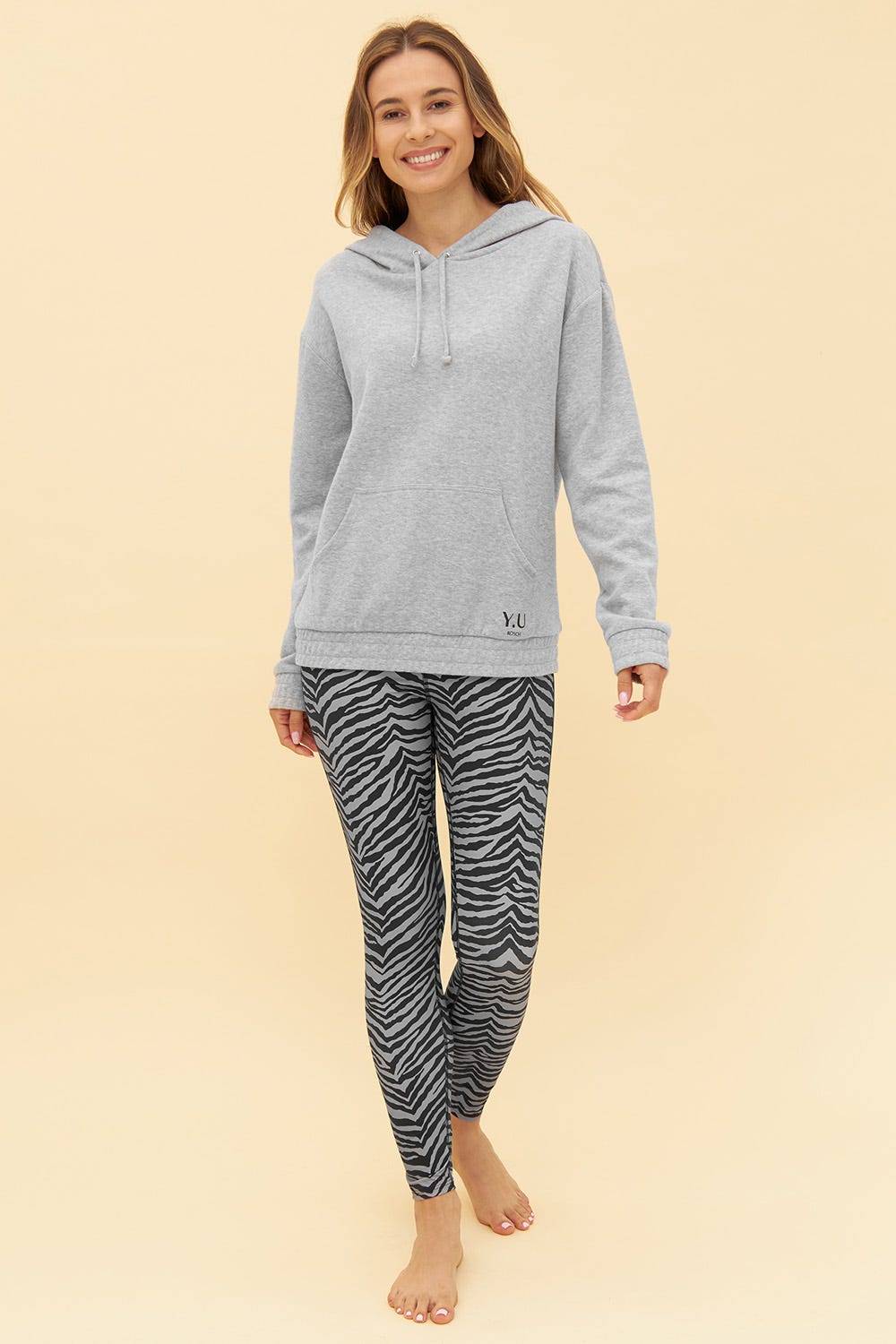 Rösch Y.U Yoga Sweatshirt in Grau Hoodie Loungewear Mix &amp; Match Baumwolle/recycled Polyamid Zeitlich begrenztes Angebot