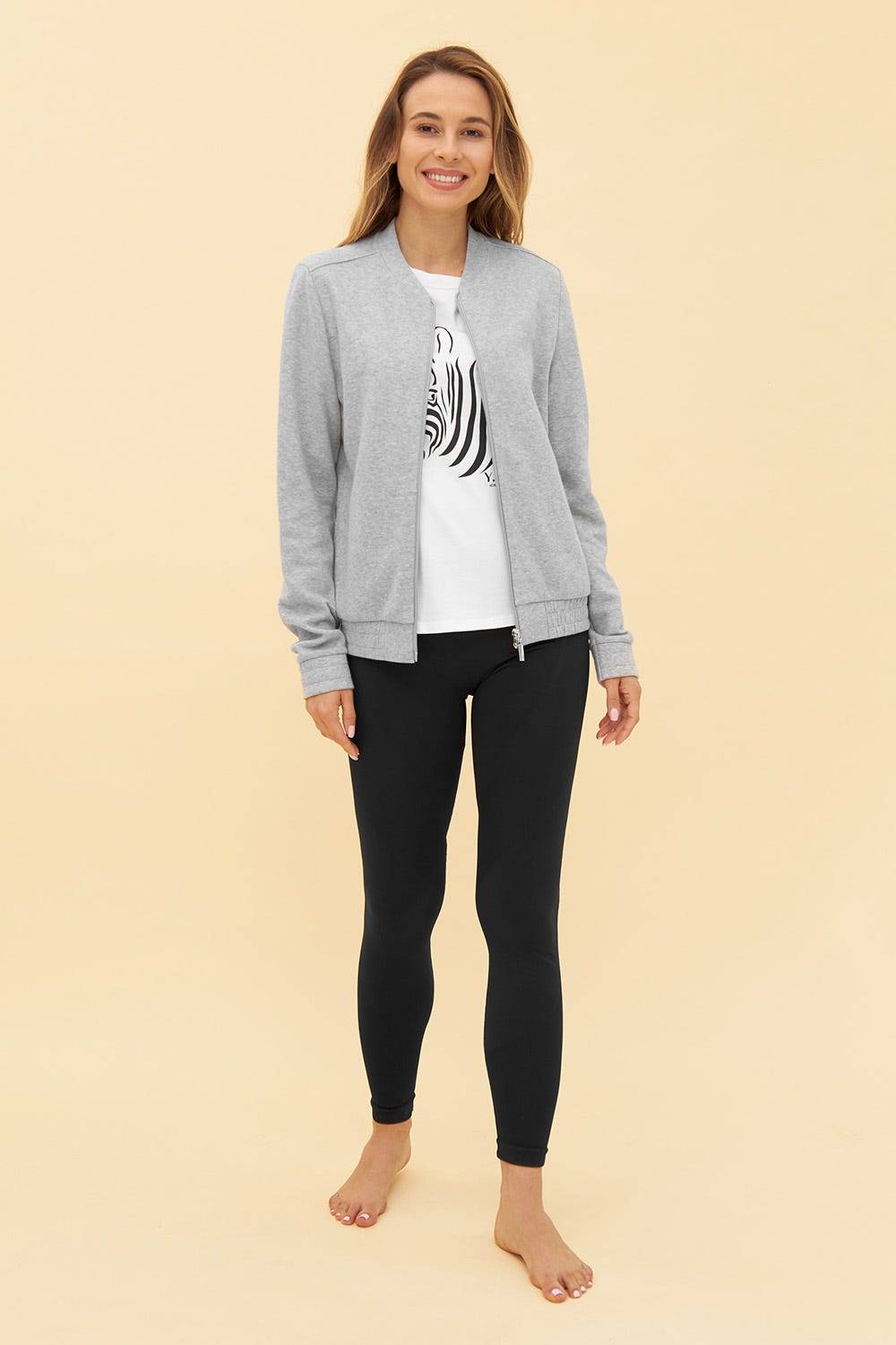 Rösch Y.U Yoga Sweatjacke in Grau Loungewear Mix &amp; Match Baumwolle/recycled Polyamid Exklusive Angebote