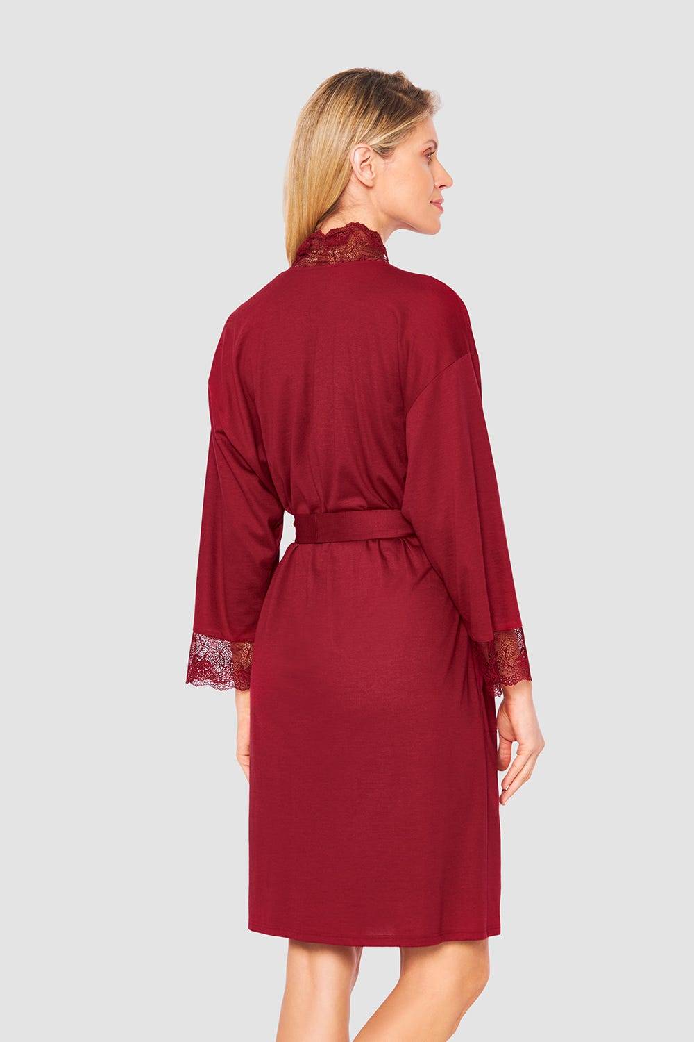 Rösch Wickelmantel mit Spitze Rot Baumwolle/Modal Räumungsverkauf