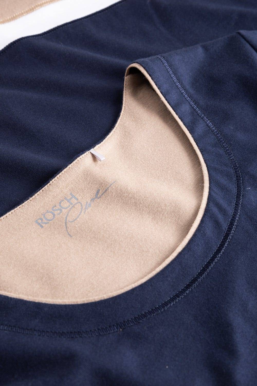 Rösch Shirt in Colorblocking-Optik Dunkelblau Beige Mix &amp; Match Baumwolle/Modal Letzter Tag