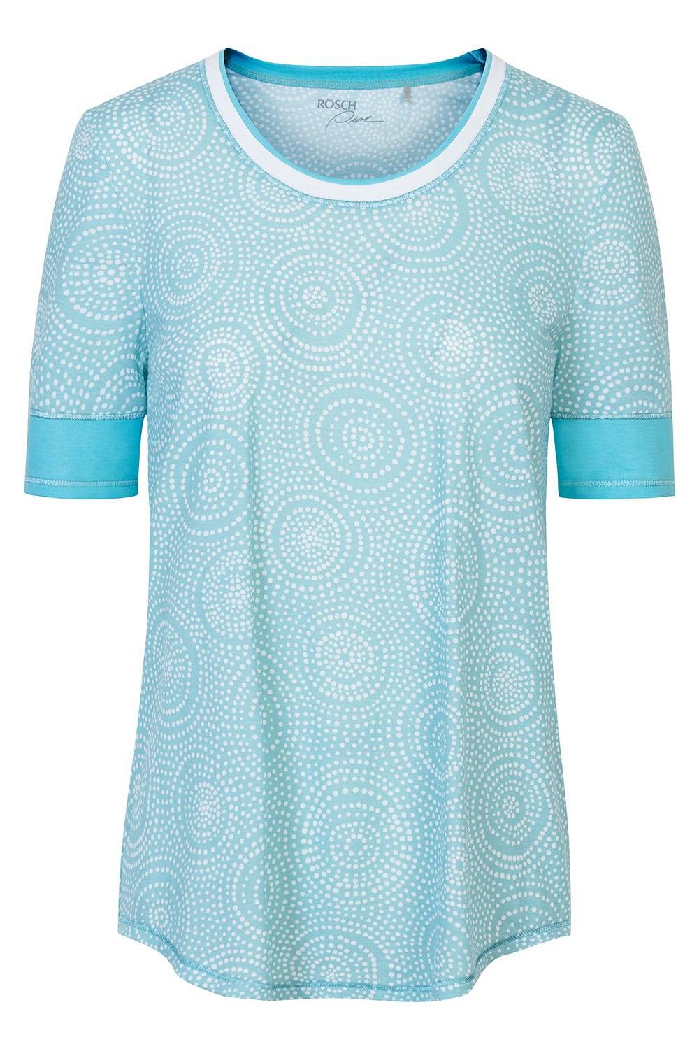 Rösch T-Shirt im grafischen Punkte-Druck Rundhals Baumwolle/Modal Discount Store für neue Produkte