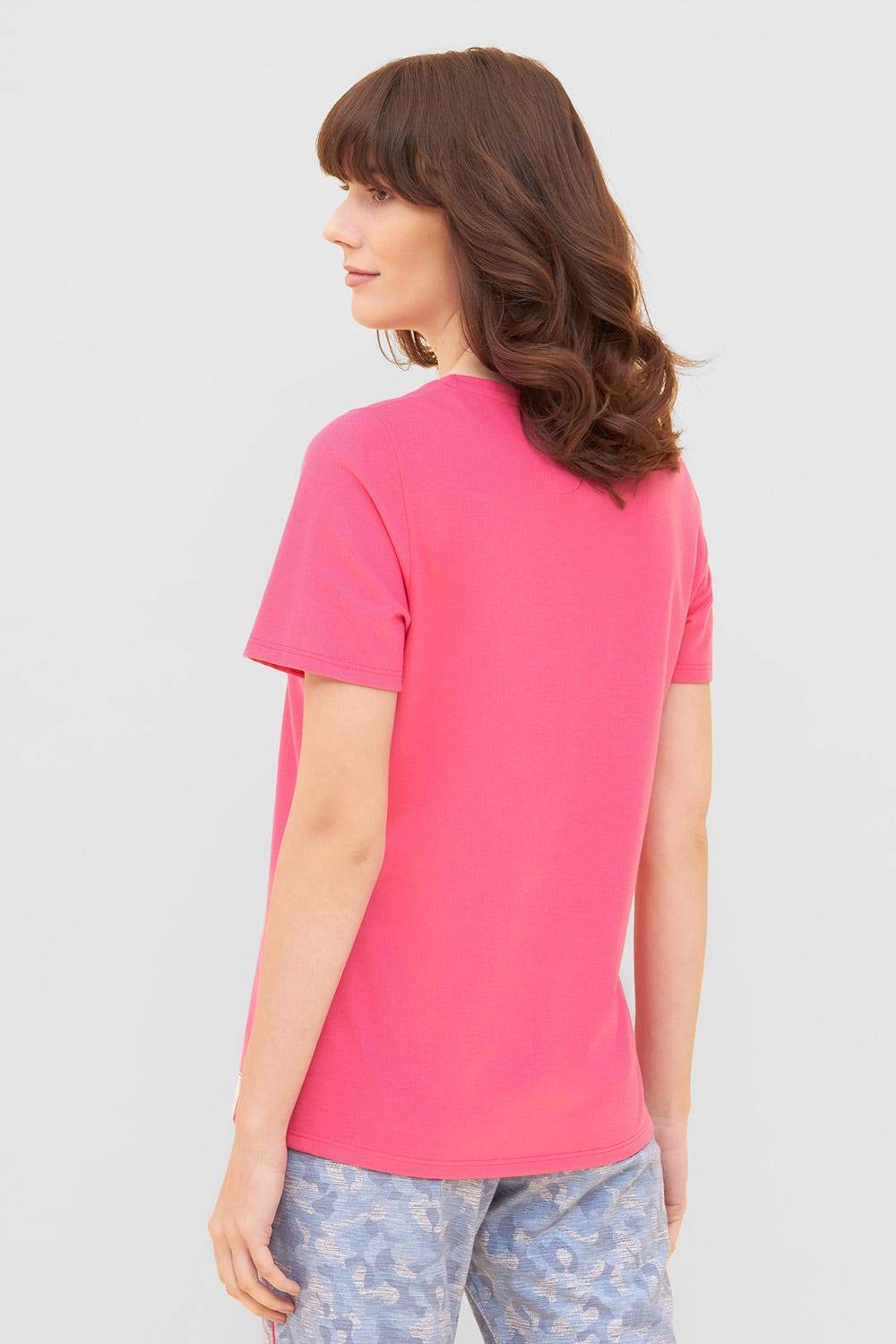 Rösch T-Shirt mit Schriftzug &quot;Think Happy&quot; Pink Kurzarm Mix &amp; Match 100% Baumwolle Super Rabatt
