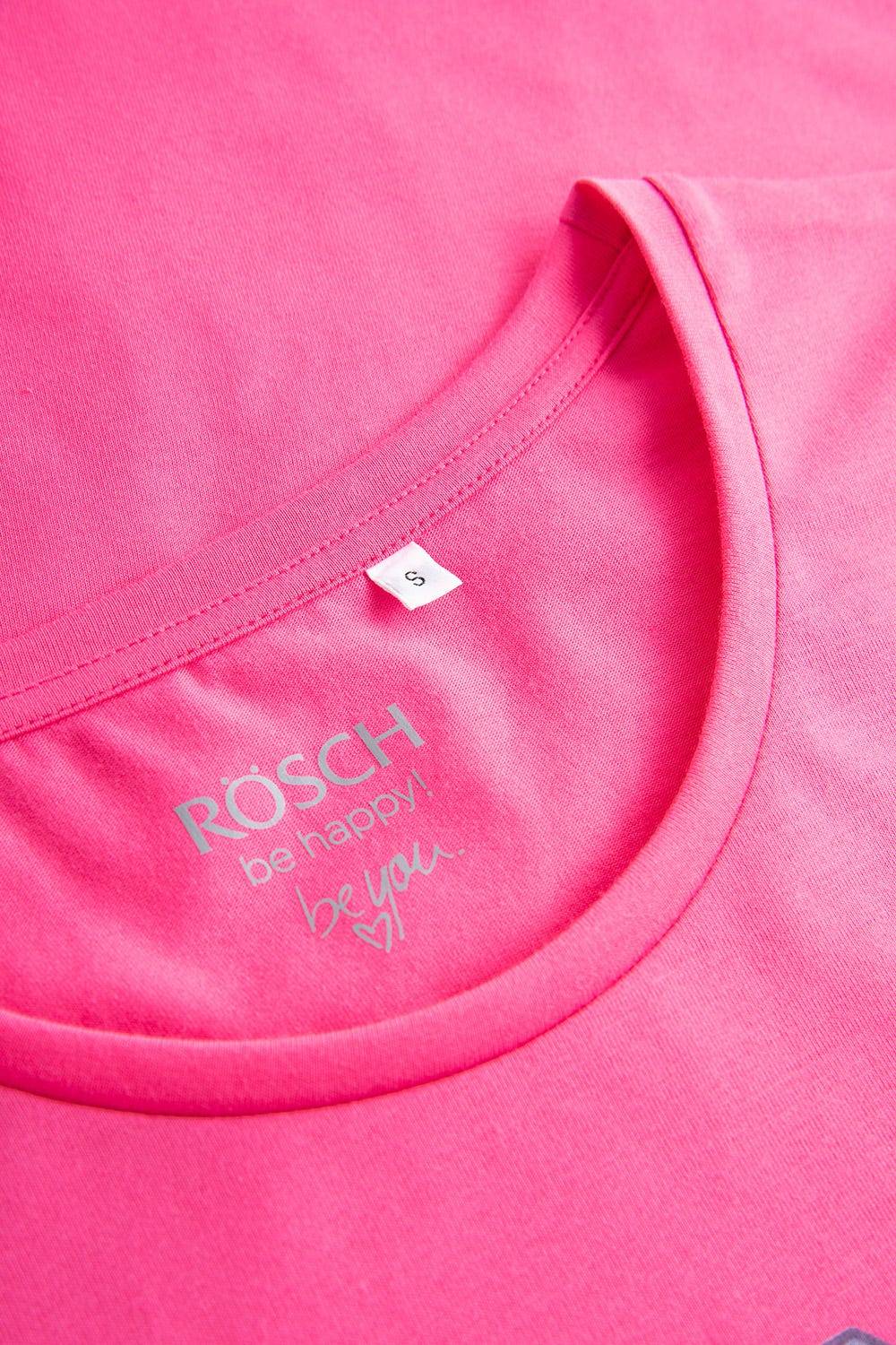 Rösch T-Shirt mit Schriftzug &quot;Think Happy&quot; Pink Kurzarm Mix &amp; Match 100% Baumwolle Super Rabatt