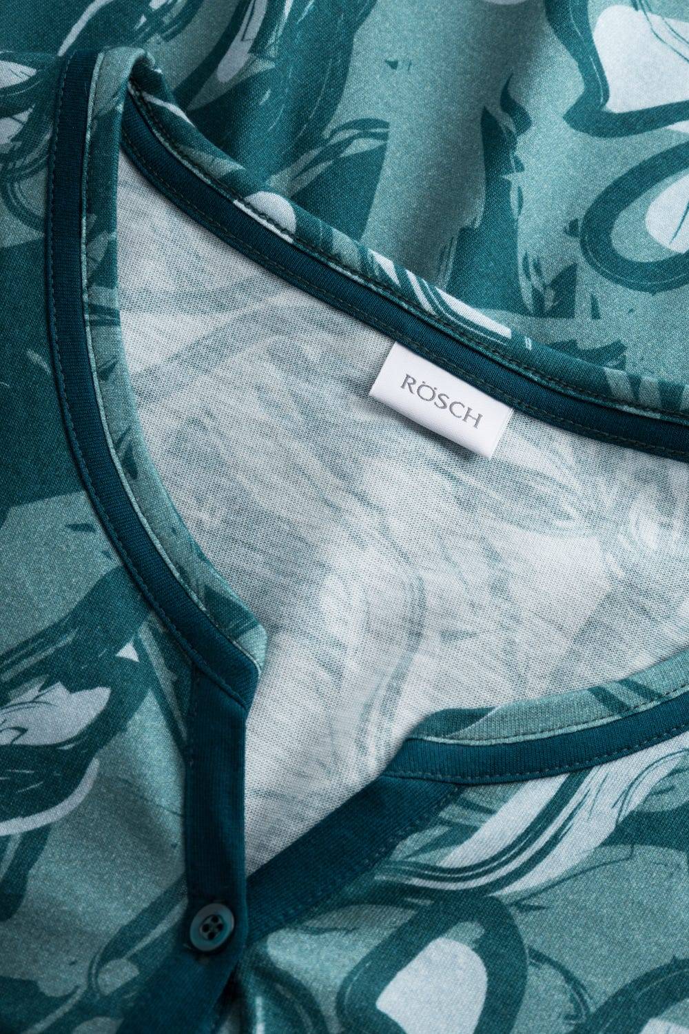 Rösch Pyjama mit Blumenmuster Petrol 100% Baumwolle Black Friday Preise
