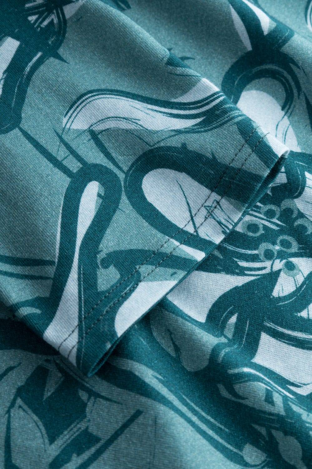Rösch Pyjama mit Blumenmuster Petrol 100% Baumwolle Black Friday Preise