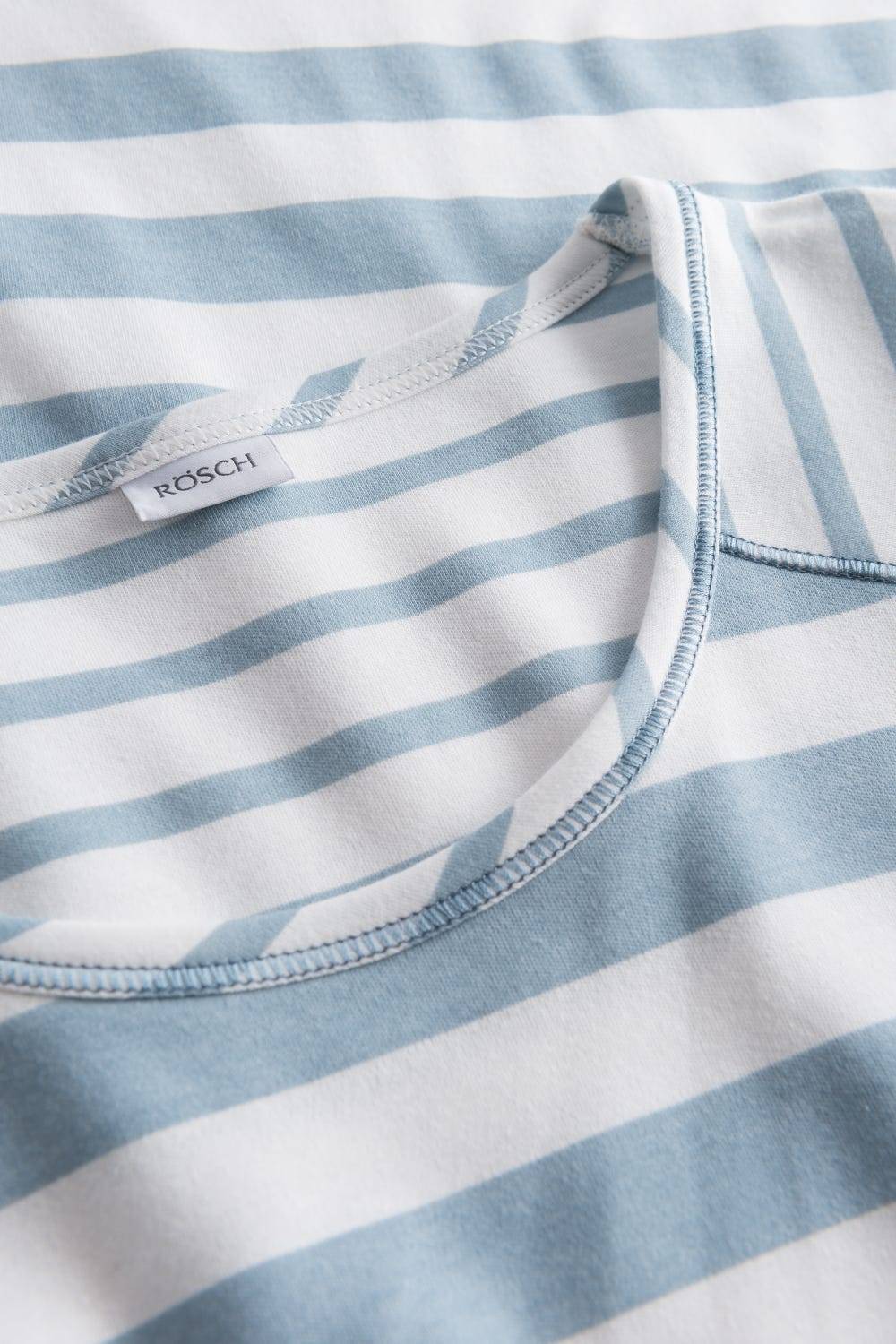 Rösch Nachtkleid im Ringel-Mustermix angerauht Hellblau 100% Baumwolle Outlet