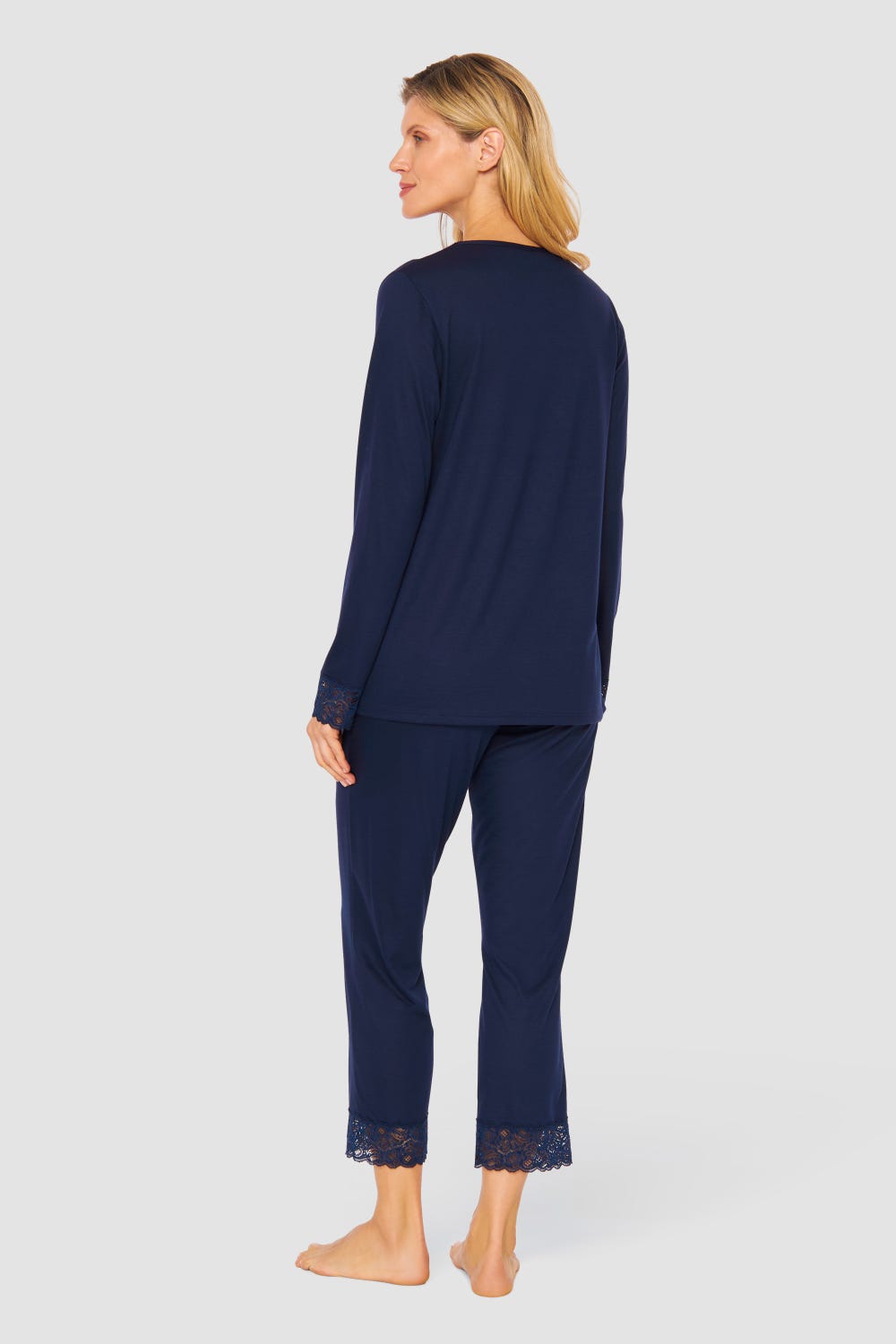 Rösch Pyjama mit Spitzendetails Dunkelblau Baumwolle/Modal Hotsell