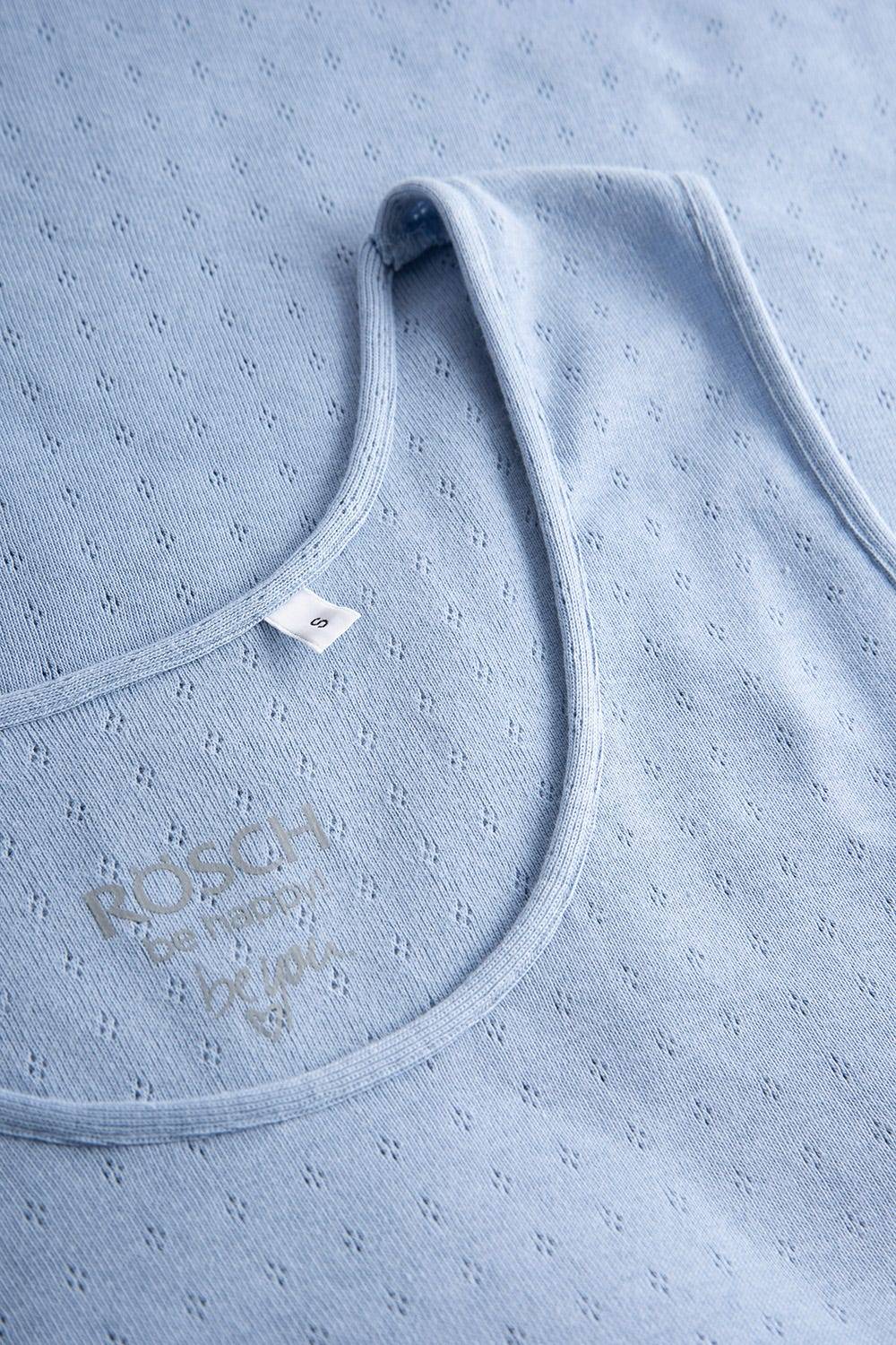 Rösch Pyjama-Top aus Ajour Feinstrick Hellblau Ärmellos Mix &amp; Match 100% Baumwolle Schlussverkauf