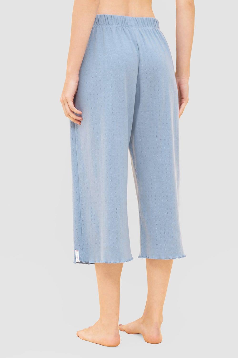 Rösch Pyjama-Hose aus Ajour Feinstrick Hellblau Mix &amp; Match 100% Baumwolle Günstiger Verkauf