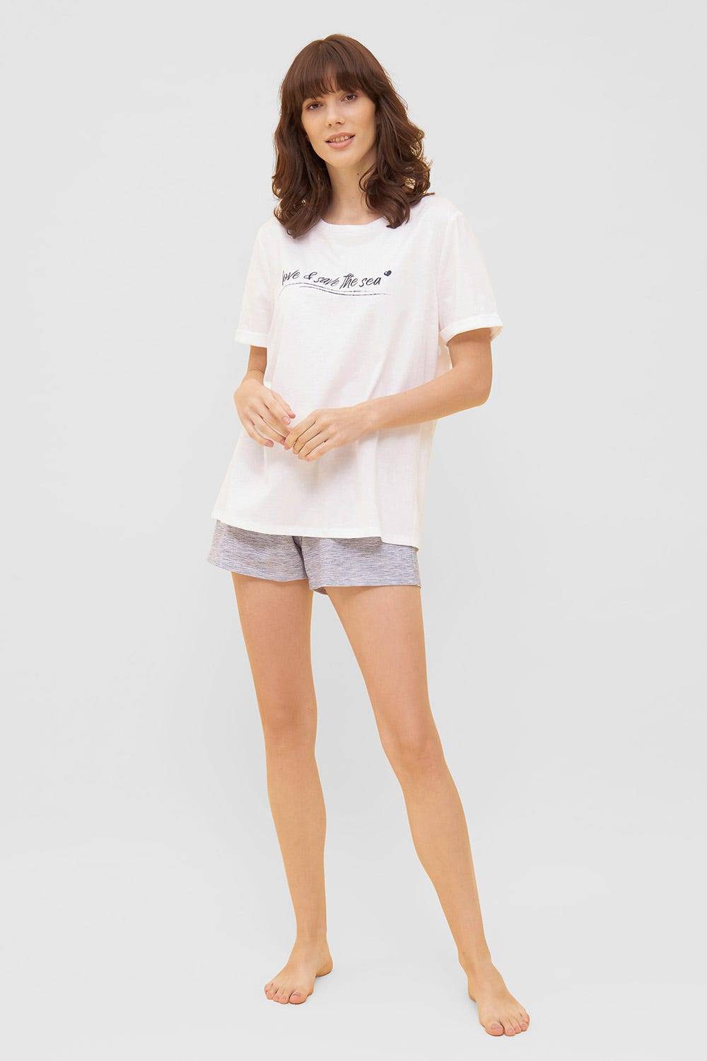 Rösch T-Shirt mit Schriftzug &quot;love &amp; save the sea&quot; Mix &amp; Match 100% Bio-Baumwolle Fabrikverkauf