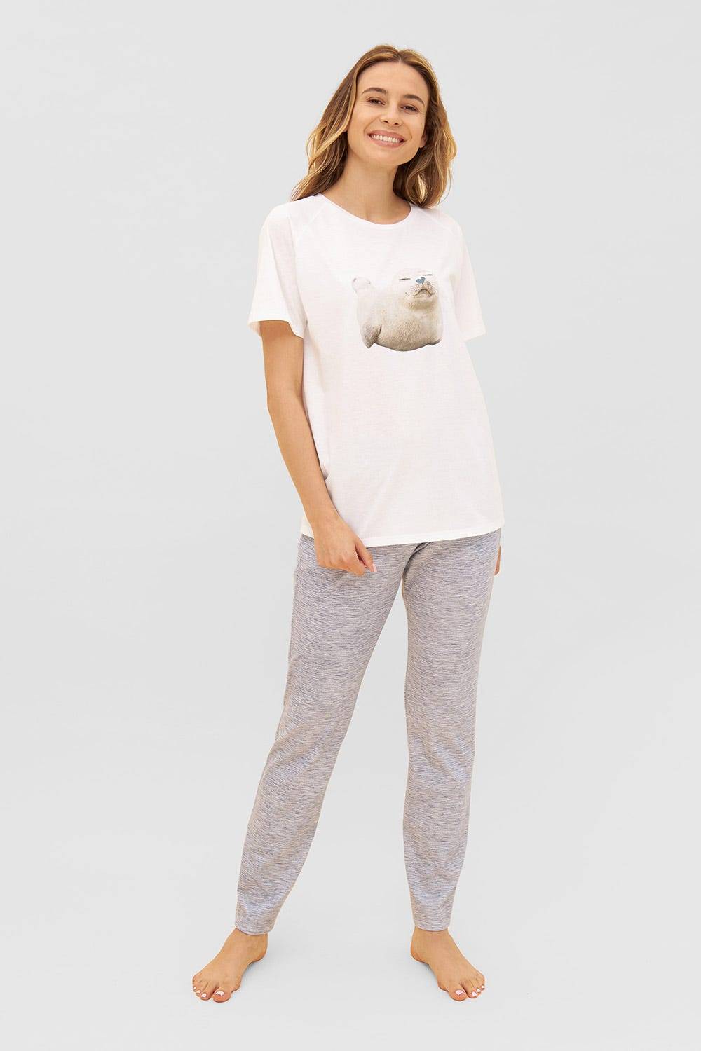 Rösch T-Shirt mit Motivdruck Robbe Raglan-Ärmel Mix &amp; Match 100% Bio-Baumwolle Meist gekauft