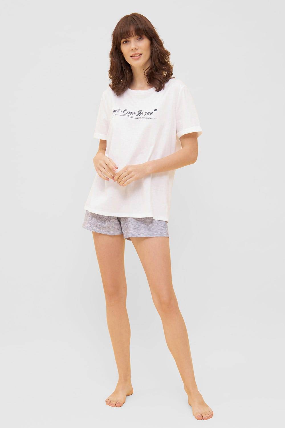 Rösch Shorts in blauer Melange-Optik kurze Hose Mix &amp; Match Bio-Baumwolle/Elasthan Blitzverkäufe