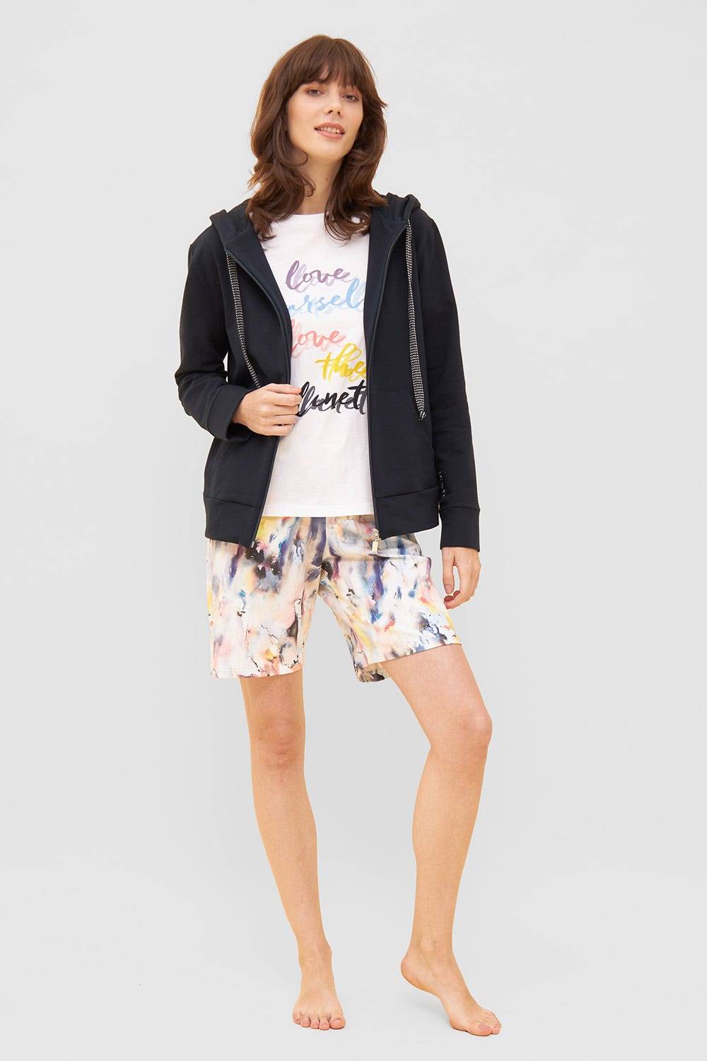 Rösch Bermuda im farbenfrohen Druck Sweat Mix &amp; Match Baumwolle/Elasthan Fabrikpreis